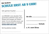 Schule erst ab 9 Uhr Postkarte zum ausdrucken von SPIESSER.de