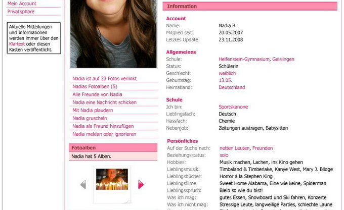 Schülervz Profile